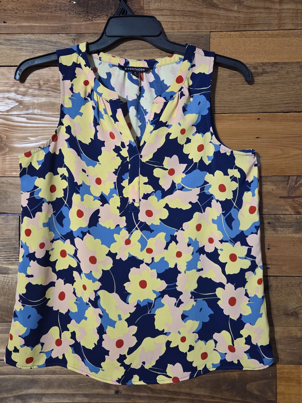41 Hawthorn Floral Sleeveless Blouse Split Neck Multicolor Size M Casual Office